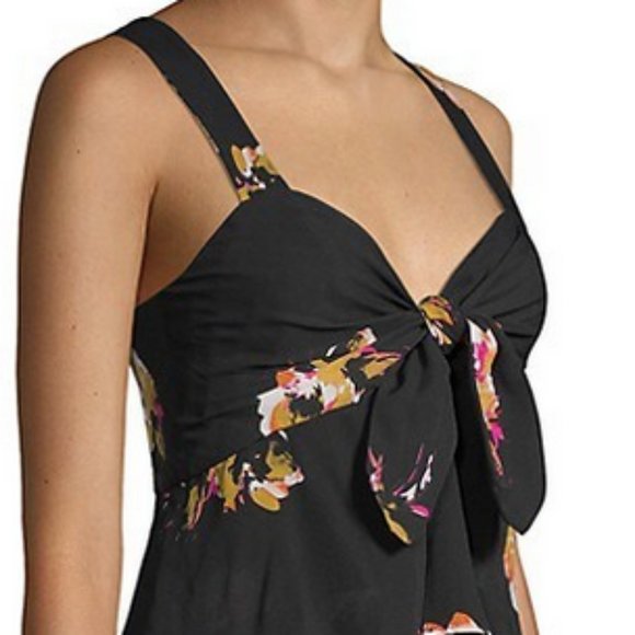 A.L.C. Floral Silk Ruffle Asymmetric Dress - Picture 2 of 11